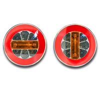 2x LED Neon Rotondo Posteriore Hamburger Coda 3 Chambers 4 Funct Camion Wagon