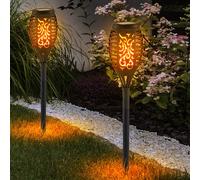 2X LED Solar Fari Effetto Fuoco Giardino Decorazione Lampade