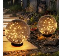 2x LED Solare Design Plug-In Lampade Sfera Deco Faretto Chiodi Esterno Cortile