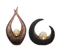 2x LED solare lampade da esterno bronzo vetro globo giardino percorso terra luna crescente lampade da terra nero marrone