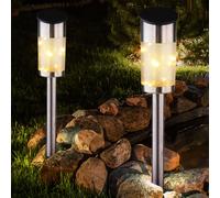 2x LED Solare Plug-In Lampade Catena Luci Acciaio Inox Balcone Chiodi Giardino