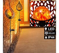 2x LED Solare Plug-In Luci Giardino Esterno Fiamme Design Vetro Sfera Lampade