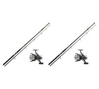 2x LINEAEFFE Set Carpa con Asta 3,60m + Mulinello a Frizione + Filo 3,00m