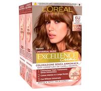 2x L'Oréal Paris Excellence Creme Universal Nude Colorazione Permanente 6U Biondo Scuro Universale per Tutti i Tipi di Capelli Triplo Trattamento con Micro-Cheratina - 2 Tinte