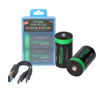 PATONA LR20 Mono D Batterie USB-C (confezione da 2), 1,5 V/6,0 Wh/ricaricabili tramite USB-C (700 mA), cavo di ricarica USB-C con 2 porte - 1412