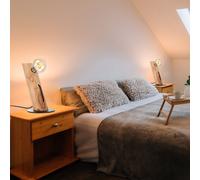 2x Luce da Tavolo Lampada Comodino Legno Eucalipto Casa di Campagna