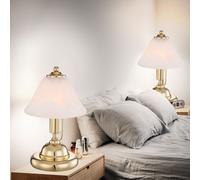 2x Luce da Tavolo Touch Lampada Comodino Scrivania Ottone Alabatro [EEK: Non valutato]