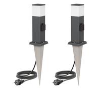 ledscom.de 2 pezzi Luce di dissuasione POLLY con picchetto a terra e cavo da 2 m per esterni, 35 cm, antracite, presa G9, presa di corrente