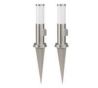 ledscom.de 2 pz. bitta luminosa PORU con picchetto a terra per esterni, acciaio inox, rotonda, 38,5 cm, attacco, incl. lampada E27, 471lm, bianco extra-caldo