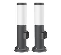 ledscom.de 2 pz. bitta luminosa PORU con presa per esterni, antracite, rotonda, 38,5 cm, incl. lampada E27, 471lm, bianco extra-caldo