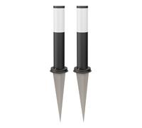ledscom.de 2 pezzi bitta luminosa PORU nera con picchetto a terra per esterni, acciaio inox, rotonda, 38,5 cm, attacco E27