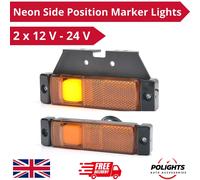 2x Luci al Neon LED Segnapasso Laterale Arancione 12-24V con Staffe Camion Au...