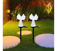 2x luci di angeli solari decorative da giardino a led luci di palo per prato
