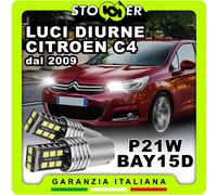 2X LUCI DIURNE DRL POSIZIONE LED P21W BAY15D 6000K CANBUS CITROEN C4 II NO ERROR