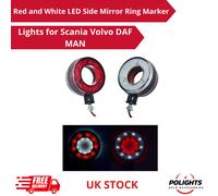 2x Luci LED ad Anello Specchio 24V Marcatori Rosso e Bianco per Scania, Volvo...