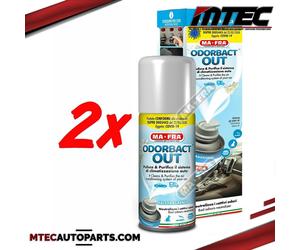 2x MAFRA ODORBACT OUT AEROSOL ELIMINA ODORI IGIENIZZANTE CONDIZIONATORI TALCO