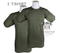 2X Maglietta verde t-shirt militare Esercito Italiano Cotone 100%