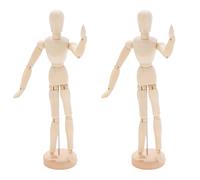 2X Manichino In Legno 33 Cm Figura Da Disegno Con Supporto Manichino Figura