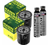 2X MANN-FILTER Filtro Olio W 7043 + 2X LIQUI MOLY Cera Tec 3721