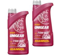 2x MANNOL 1 Litro 8109 Unigear 75W-80 Trasmissione Api GL-4/GL-5 MIL-L 2105 C
