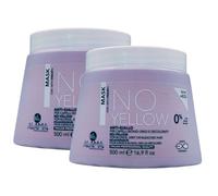 2x Maschera NO YELLOW, Anti-Giallo. Per Capelli Biondi, Grigi e Decolorati. Tonalizza i Capelli Decolorati e Le Mèches Attenuando i Riflessi Gialli Indesiderati 500ml