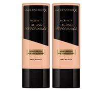 2x Max Factor Facefinity Lasting Performance Fondotinta Liquido Matte Effetto Sebo-Equilibrante a Lunga Tenuta Nuance 105 Soft Beige - 2 Fondotinta da 35ml