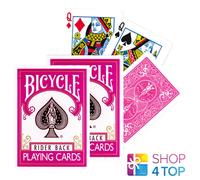 2x Mazzo Di Carte Poker Magic Rosa Fucsia Rider Back Bicycle