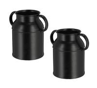 2x Metallo Vaso Decorativo 15x11cm da Fiori Tavolo Bricco Latte Formina