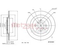 2x METZGER 6110181 Disco freno Posteriore per TOYOTA Yaris Schrägheck (P9) 278mm