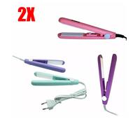 2X MINI PIASTRA PORTATILE PER CAPELLI IDEALE PER VIAGGIARE CON EFFETTO LISCIANTE