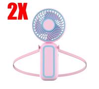 2X MINI VENTILATORE A MANO PORTATILE COMPATTO CON FILO COLLO RICARICABILE USB [EEK: A]