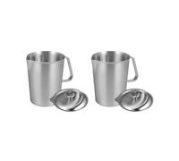 2X Misurino In Acciaio Inox 304 da 2 Litri con Coperchio e Marcatura, Bricco per Latte per Ristoranti, per Cucinare e Preparare il Caffè