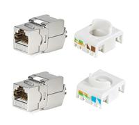 2x Modulo Keystone RJ45 Cat 7, Presa RJ45 senza attrezzi fino a 10 Gbit/s e 1000 MHz, Modulo Keystone completamente schermato STP, Presa LAN per patch panel, presa di rete, compatibile con Cat 6a, Cat