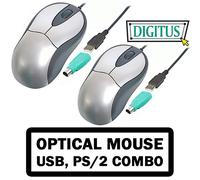 2x Mouse Ottico Usb Ps/2 Combo Digitus 800dpi Ergonomico Alta Precisione_