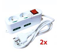 2x MULTIPRESA 6 POSIZIONI CIABATTA ELETTRICA SHUKO PRESA BIPASSO PROLUNGA