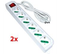 2x MULTIPRESA ELETTRICA 6 POSTI SHUKO SPINA CIABATTA CON INTERRUTTORE