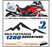 2x MULTISTRADA 1200 ADVENTURE black blue Ducati ADESIVI Aluminum Borse Laterali