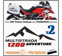 2x MULTISTRADA 1200 ADVENTURE black red Ducati ADESIVI Aluminum Borse Laterali