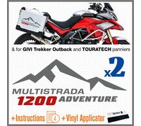 2x MULTISTRADA 1200 ADVENTURE grey red Ducati ADESIVI Aluminum Borse Laterali