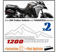 2x MULTISTRADA 1200 ADVENTURE white red Ducati ADESIVI Aluminum Borse Laterali