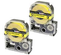 2x Nastro per Etichette compatibile per Epson SC12YW LC-4YBW LC-4YBW9 Nero su Giallo 12mm x 8m | per Etichettatrice Epson LabelWorks LW-300 LW-300L LW-400 LW-500 LW-600P LW-700 LW-900P LW-1000P