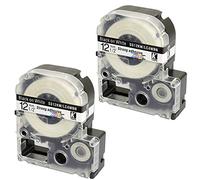 2x Nastro per Etichette compatibile per Epson SS12KW LC-4WBN LC-4WBN9 Nero su Bianco 12mm x 8m | per Etichettatrice Epson LabelWorks LW-300 LW-300L LW-400 LW-500 LW-600P LW-700 LW-900P LW-1000P