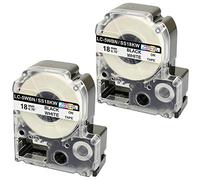 2x Nastro per Etichette compatibile per Epson SS18KW LC-5WBN LC-5WBN9 Nero su Bianco 18mm x 8m | per Etichettatrice Epson LabelWorks LW-300 LW-300L LW-400 LW-500 LW-600P LW-700 LW-900P LW-1000P