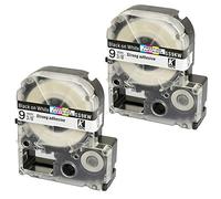 2x Nastro per Etichette compatibile per Epson SS9KW LC-3WBN LC-3WBN9 Nero su Bianco 9mm x 8m | per Etichettatrice Epson LabelWorks LW-300 LW-300L LW-400 LW-500 LW-600P LW-700 LW-900P LW-1000P