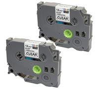 2x Nastro per Etichette compatibile per TZe131 TZ131 Nero su Trasparente 12mm x 8m per Brother P-Touch PT-1000 1005 1010 3600 9600 D210 E300VP E550WVP H101C H101GB H105 H110 H300 H500 P700 P750W