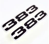 2x Nero 383 Distintivo Emblema Anteriore FENDER Cappuccio Coppia Per Mopar 69