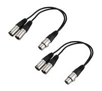 2X New 3Pin XLR FEMALE Jack to Dual 2 MALE Plug Y SPLITTER Cable Adaptor 1 Ft Cord