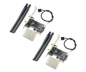2X NGFF M2 Scheda a Adattatore Convertitore Bluetooth Desktop PCI-E Pcie con 4 antenne AC per AX200 9260AC 8265NGW