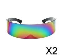 2X One Piece Shield Wrap Mirror Occhiali Da Sole Occhiali Futuristici Prop