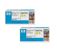 2x Originale HP Toner 309A Q2672A Giallo per Laserjet 3500 3550